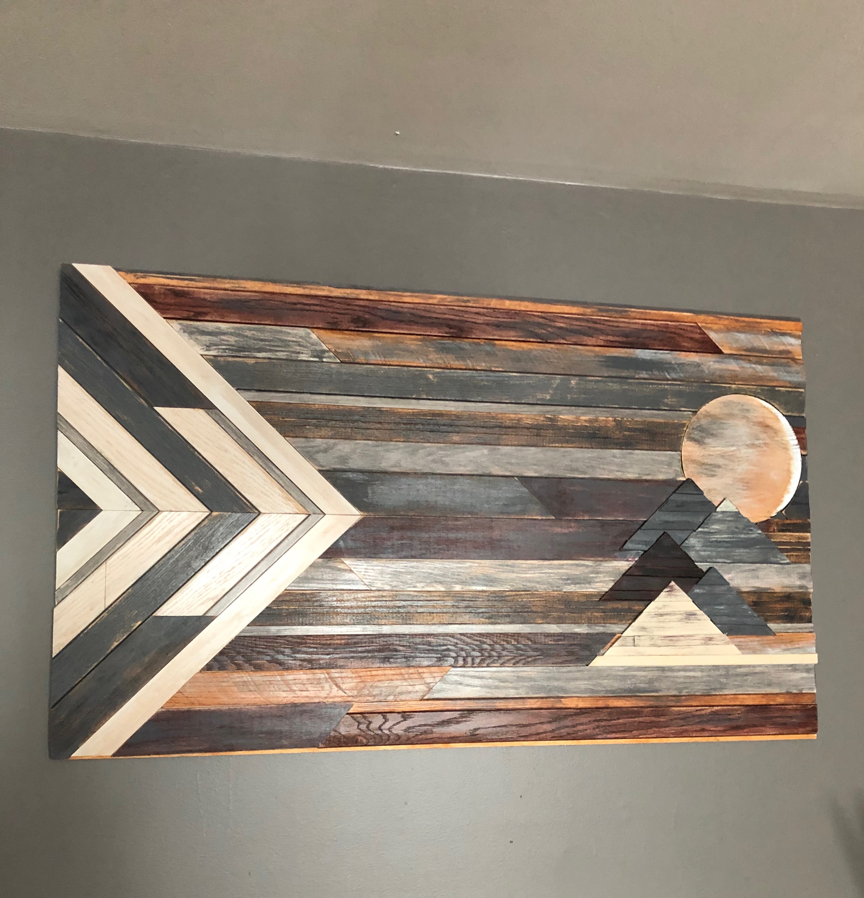 Wall art made of reclaimed wood
